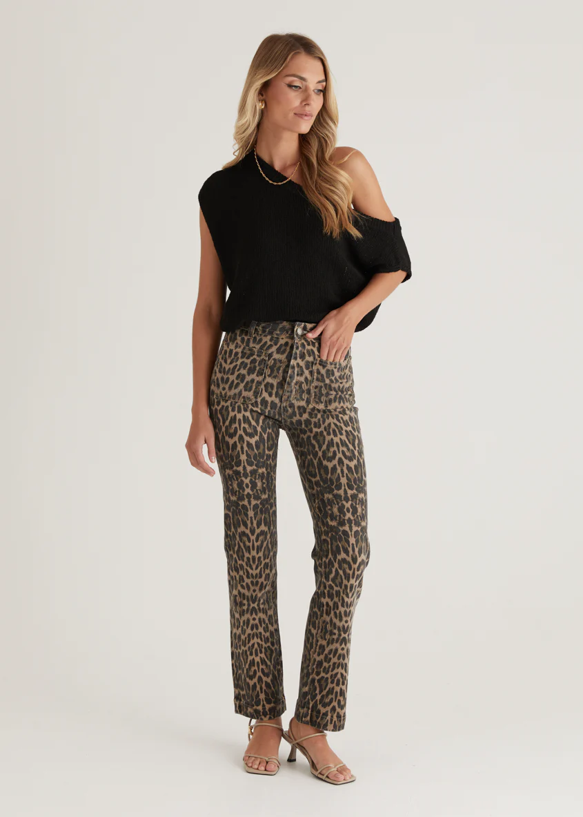 Elkie Stretch Jeans - Leopard - Honorern