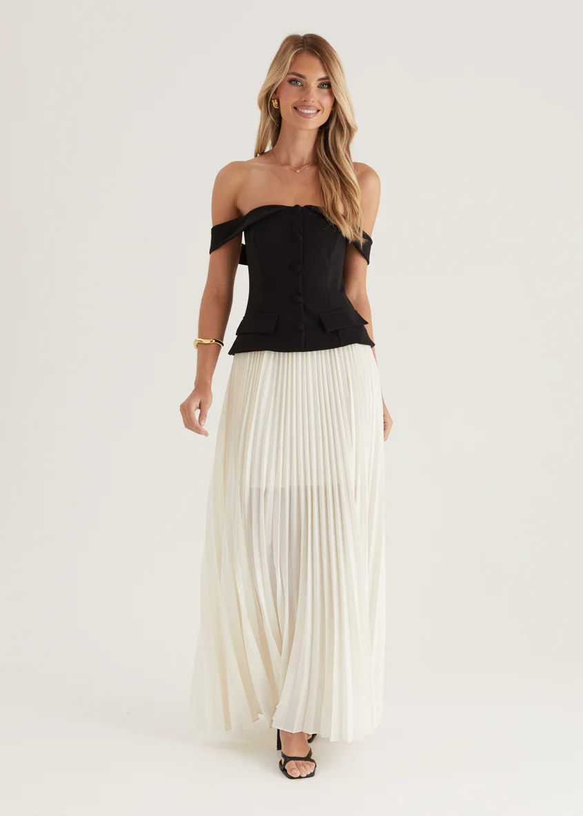 Sorelli Off Shoulder Midi Dress - Black Splice - Honorern