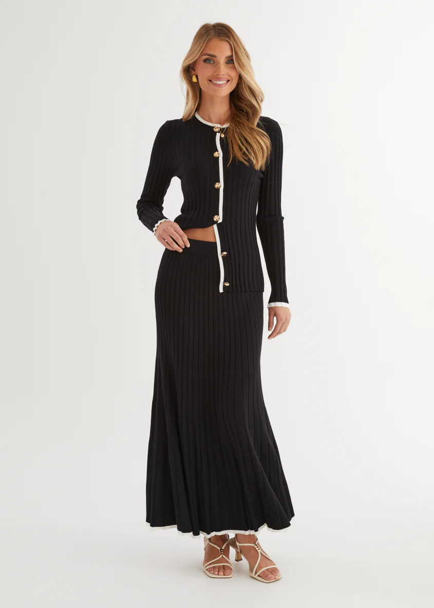 Coogee Knit Midi Skirt - Black - Honorern