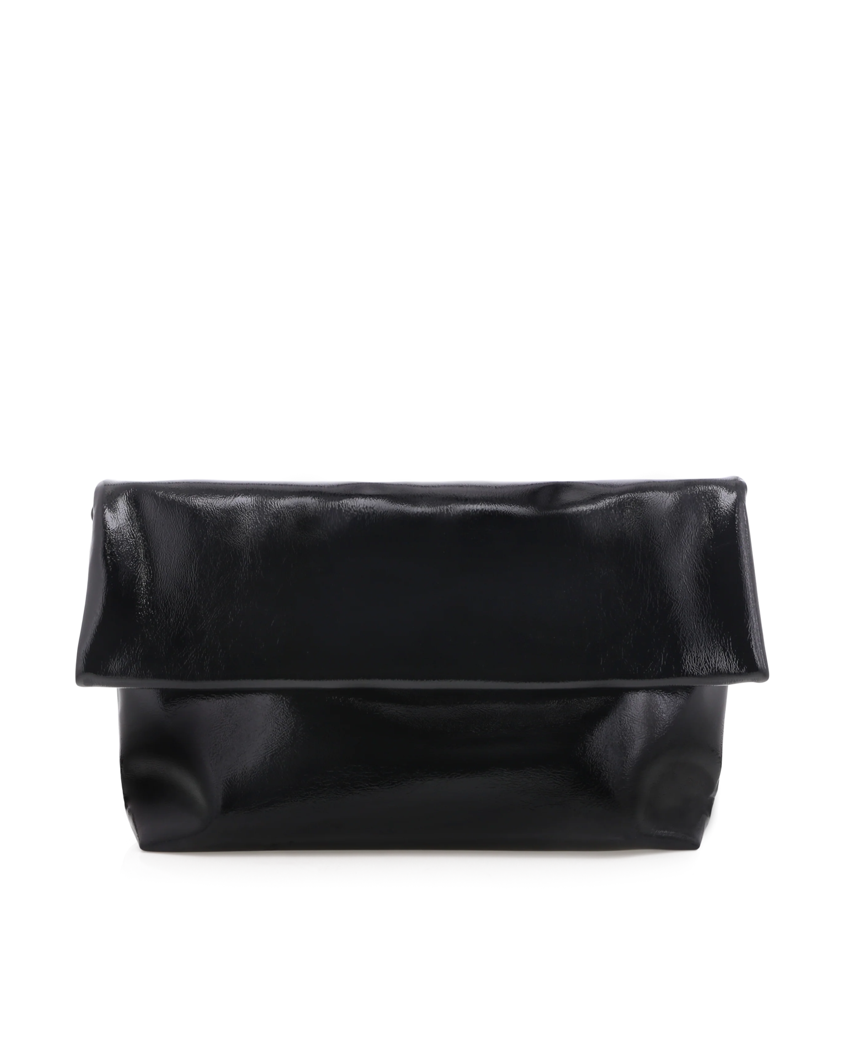 Rylee Clutch Bag - Black Crinkle Patent - Honorern