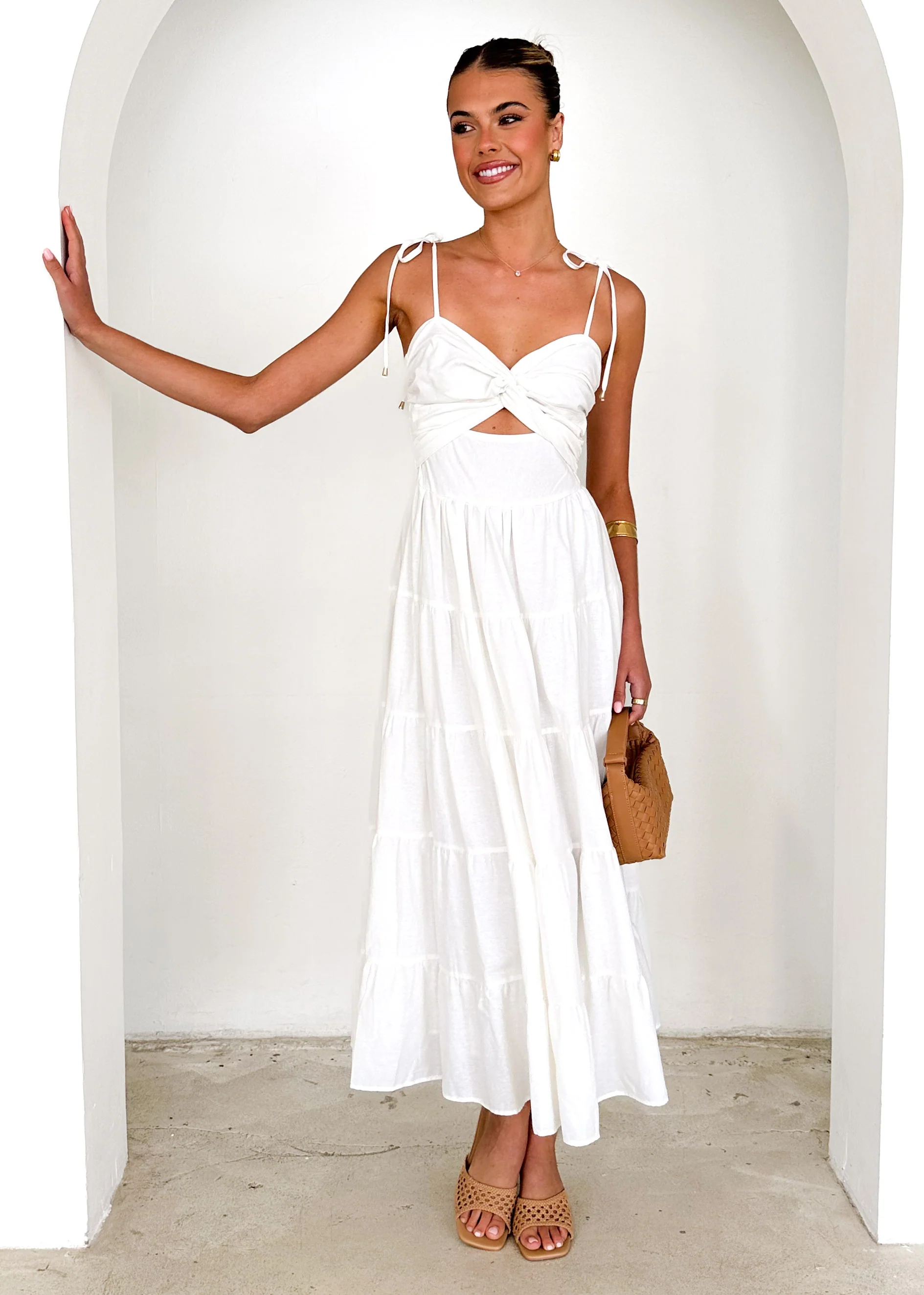 Tallia Midi Dress - Off White - Honorern