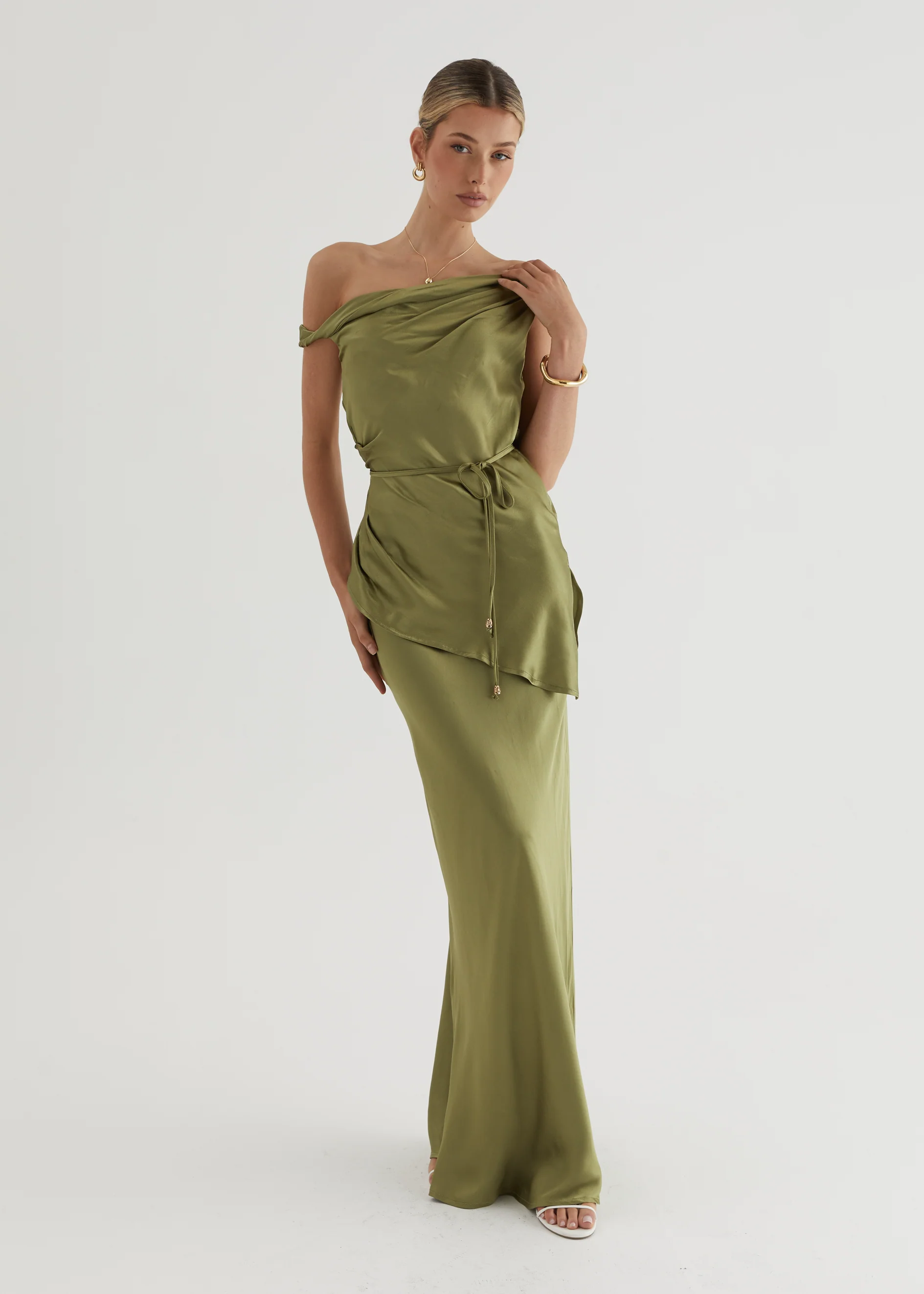 Sasha One Shoulder Top - Olive - Honorern