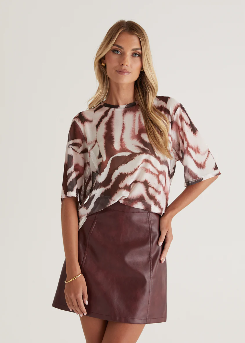 Arrabelle PU Skirt - Wine - Honorern