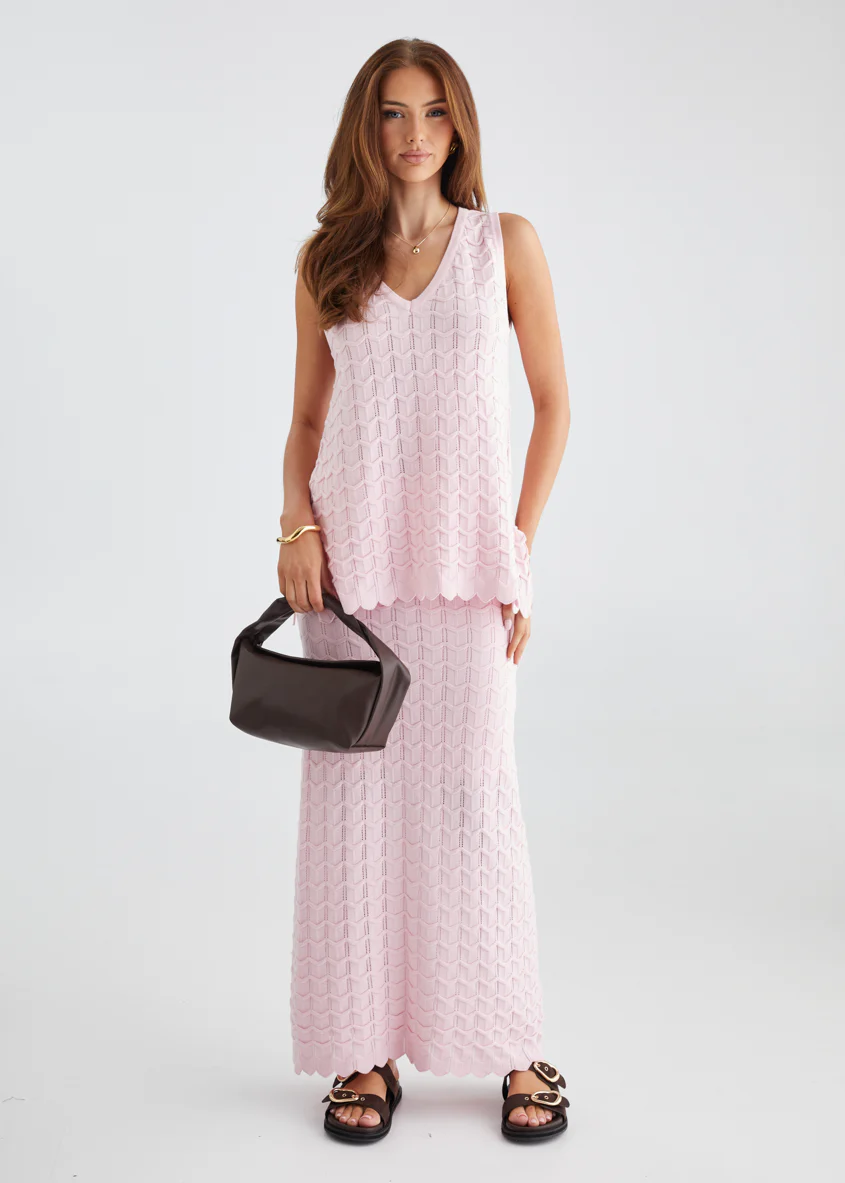 Nerida Knit Maxi Skirt - Pink - Honorern