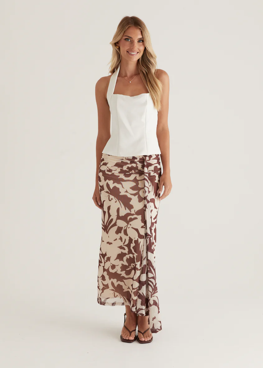 Eyso Mesh Maxi Skirt - Choc Flowers - Honorern