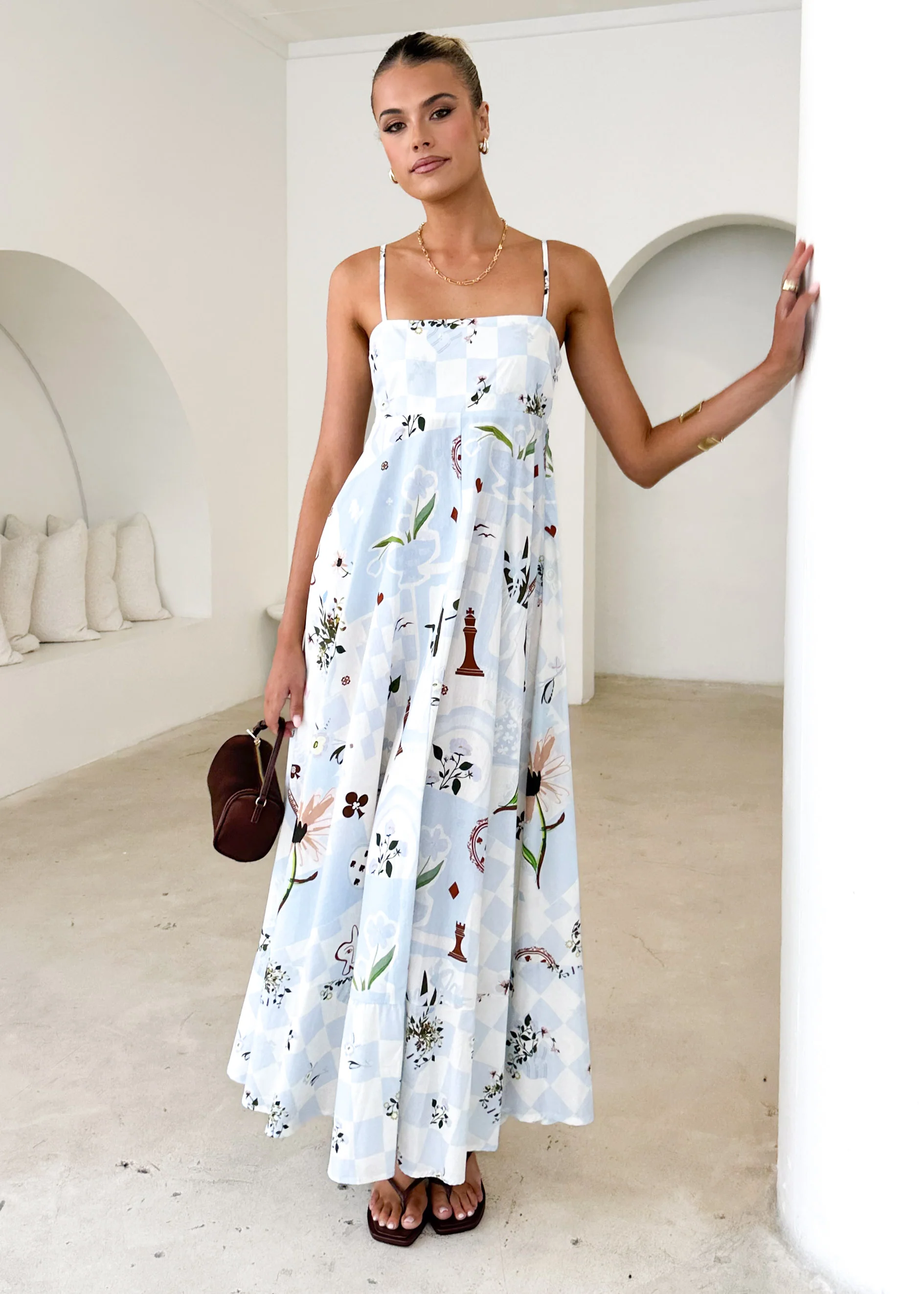 Xanthe Maxi Dress - Blue Patchwork - Honorern