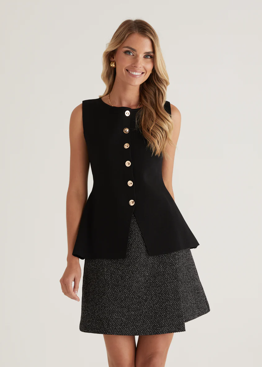 Tristy Knit Vest - Black - Honorern