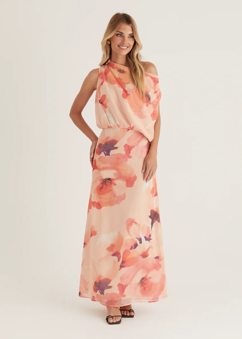 Lilyfield Maxi Skirt - Peach Floral - Honorern