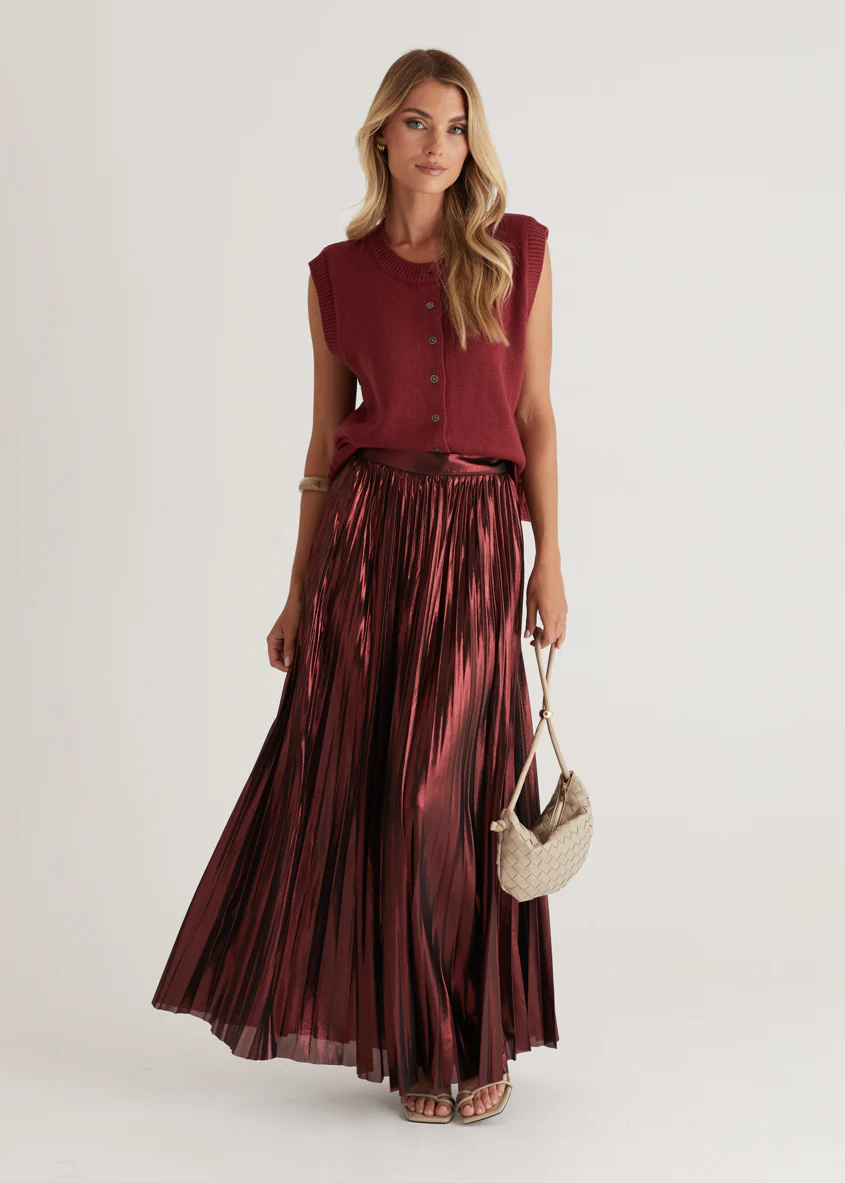Twilight Midi Skirt - Burgundy - Honorern