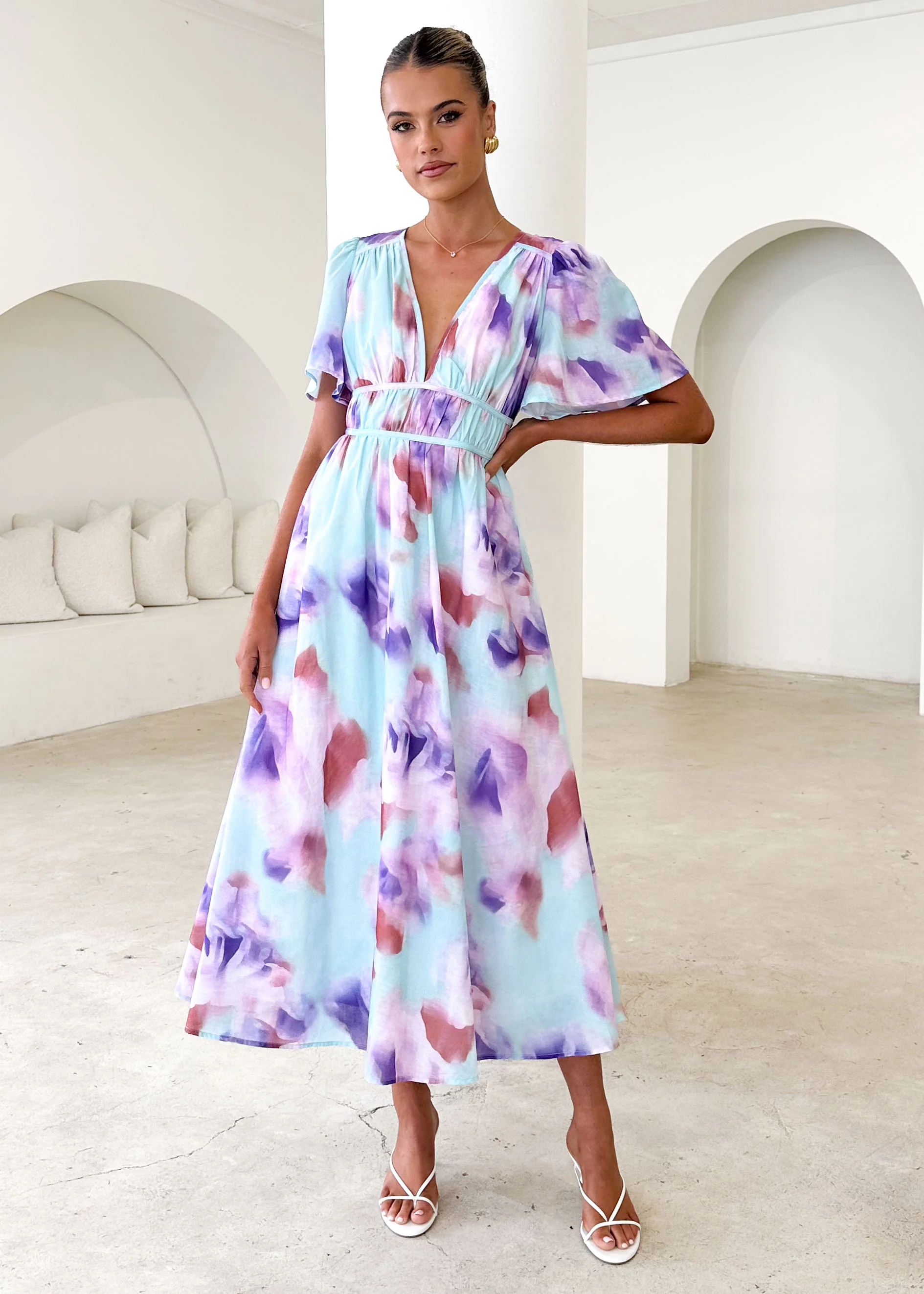 Yuliana Midi Dress - Lilac Floral - Honorern