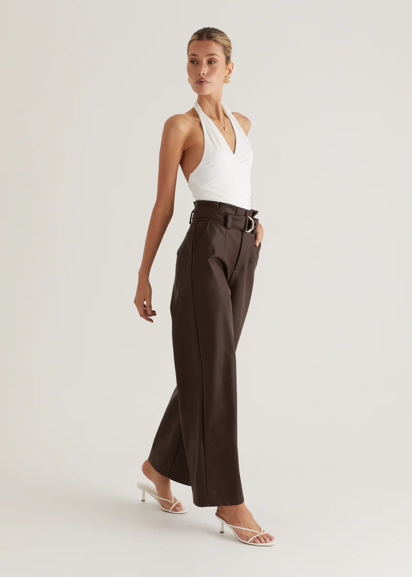 Mariah PU Pants - Espresso - Honorern