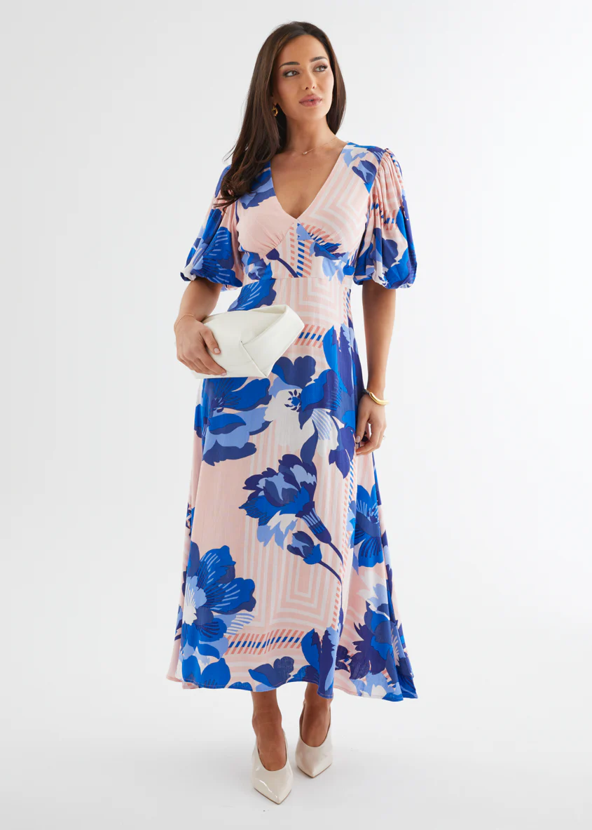 Sybil Maxi Dress - Sapphire Blossom - Honorern