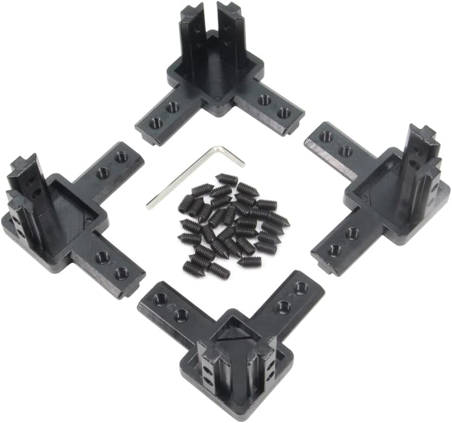 Zeberoxyz 4 connettori a linea retta, lunghezza 7,1 pollici, con viti M6 per slot 3030 Serie T 8 mm, profilo a pressione in alluminio (serie 3030, staffe dritte, nere) - Honorern